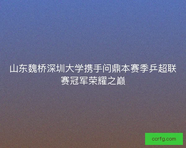 山东魏桥深圳大学携手问鼎本赛季乒超联赛冠军荣耀之巅