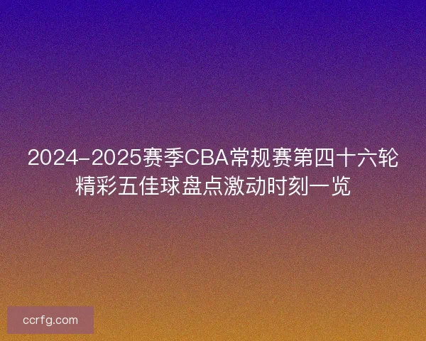 2024-2025赛季CBA常规赛第四十六轮精彩五佳球盘点激动时刻一览